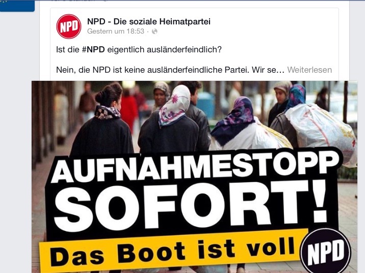 Werbung der NPD auf Facebook