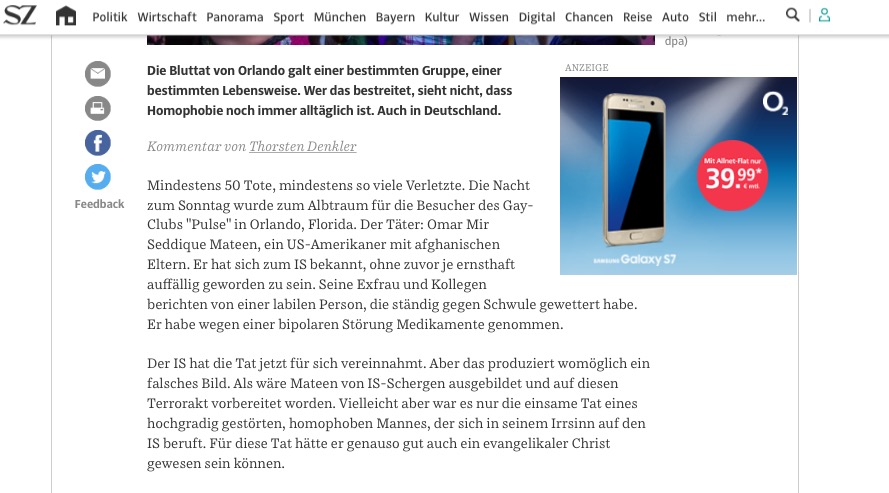 Süddeutsche Zeitung vom 13.06.16