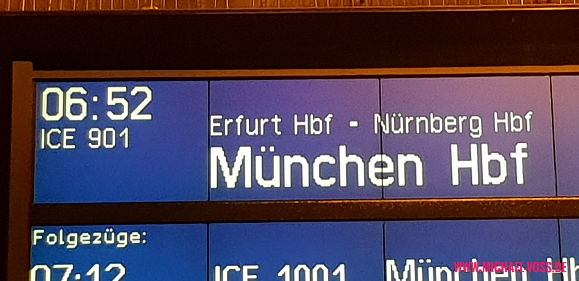 Anzeige ICE nach München