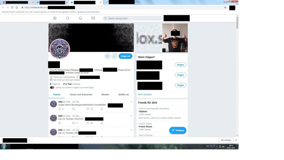 Twitter-Account mit den Links zu den Leaks