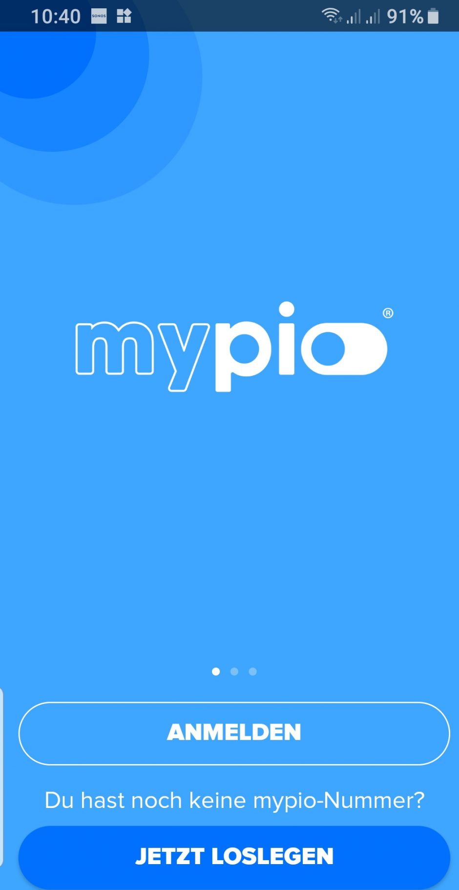 Die App von mypio erkennt bei Anmeldung Rufnummer nicht