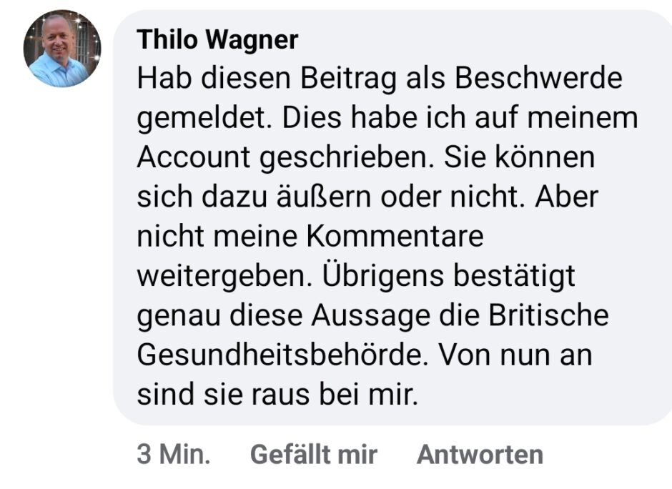 Thilo Wagner beschwert sich bei Facebook