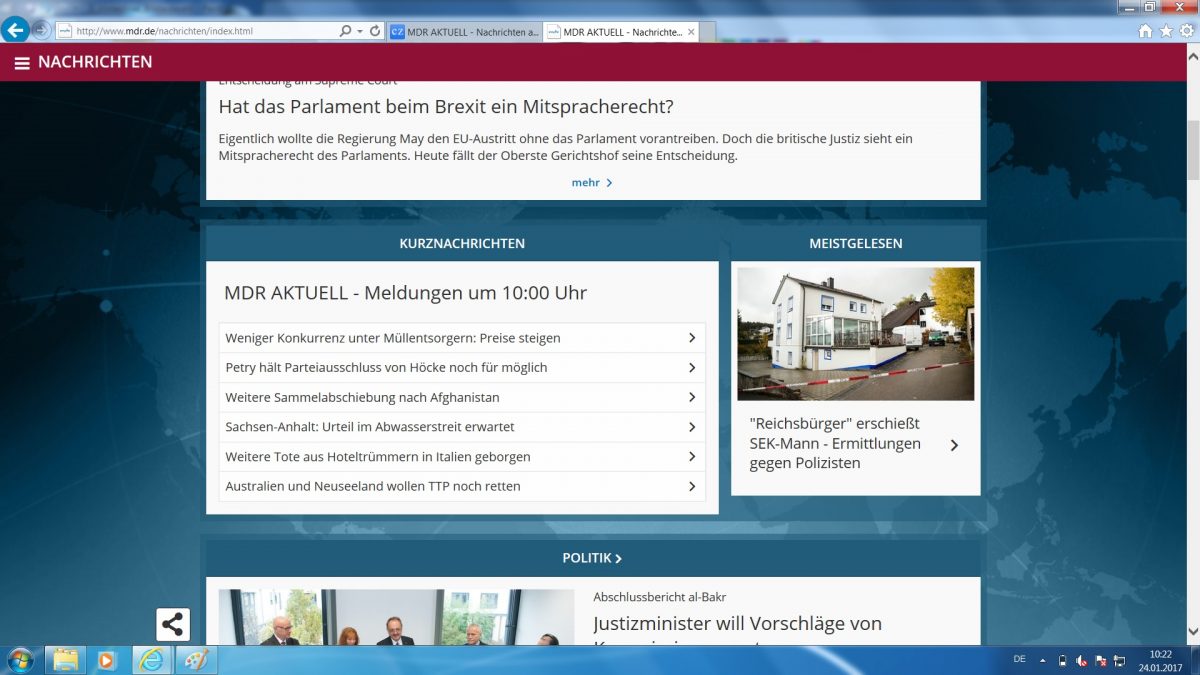 Homepage von MDR Aktuell – das Original