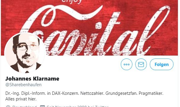 Öffentliches Twitter-Profil von Johannes Klarname