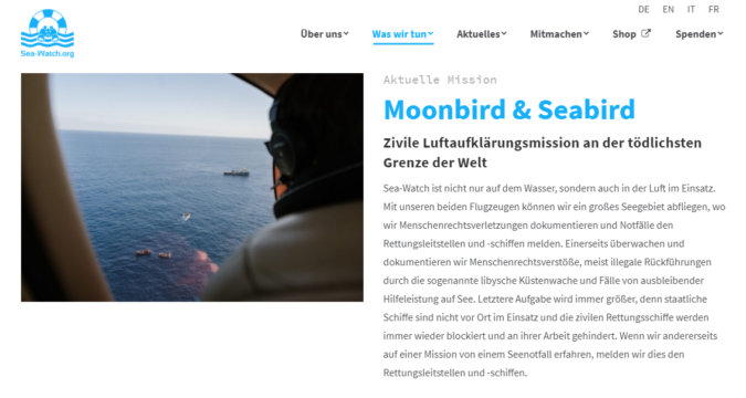 Homepage von Sea-Watch